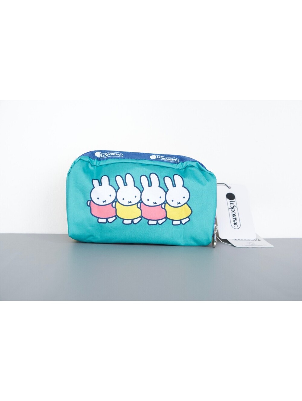LeSportsac x Miffy Rectangular Cosmetic Pouch NWT Bunny Blue Yellow Bag